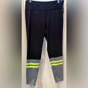 Danskin Now Black Leggings with Gray and Yellow Accents